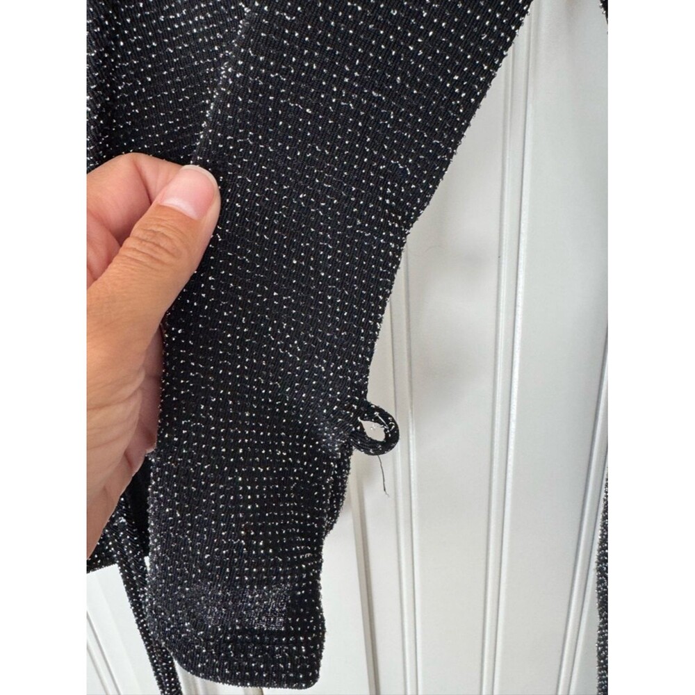 Urban Outfitters Black Sparkle Knit Tie Top - Size M - Picture 4 of 6